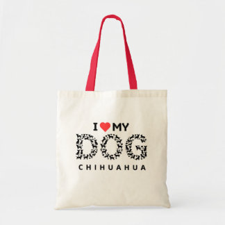 Tote Bolsa Eu amo o coração da mamãe do meu cachorro ch