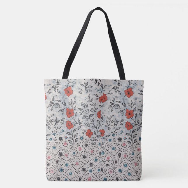 Tote Bolsa  florais artístico  (Frente)