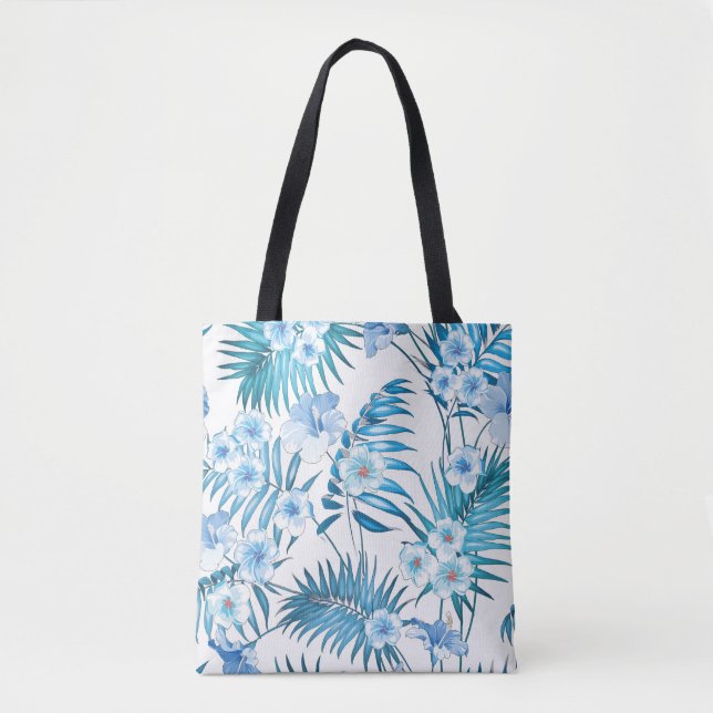 Tote Bolsa Floral Azul Tropical (Frente)