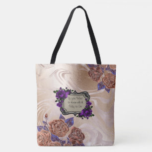 Tote Bolsa Floral do Mármore Dourado