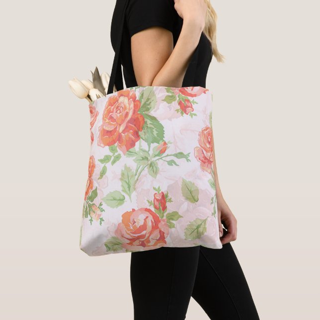 Tote Bolsa floral laranja (Close Up)