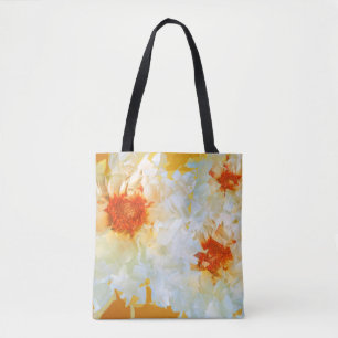 Tote Bolsa Flores Laranja Branco