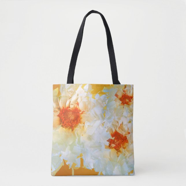 Tote Bolsa Flores Laranja Branco (Frente)