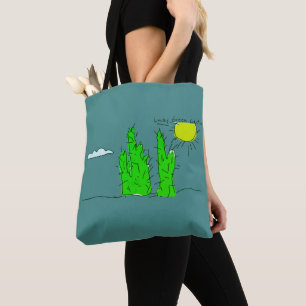 Tote Bolsa Funky de Totem com Cacto Verde Sortudo Doodl