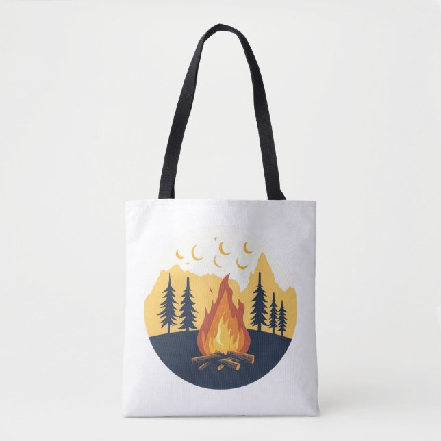 Tote Bolsa gráfica de acampamento de verão retrô (Frente)