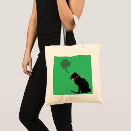Tote Bolsa Gráfico de Shamrock Verde e Branco