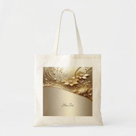 Tote Bolsa Grande com Flores Douradas Ornamentadas Mode