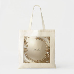 Tote Bolsa Grande com Pérolas e Moldura Dourada Ornamen