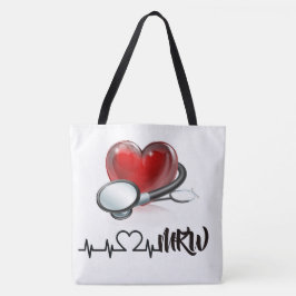 Tote Bolsa grande coração e estetoscópio