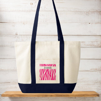 Tote Bolsa Grande Estampa Animal Ondulada Rosa Vibrante