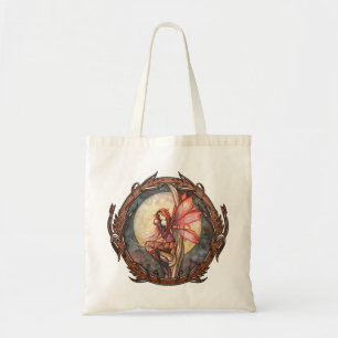 Tote Bolsa Grande Fantasia Vermelho Outono Fada