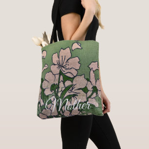 Tote Bolsa Grande Verde Flor de Rosa