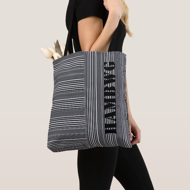 Tote Bolsa HAMbyWG - Preta e Listra Branca (Close Up)
