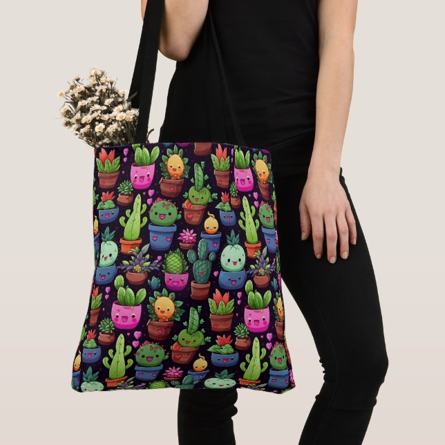 Tote Bolsa Kawaii Cactus (Close Up)