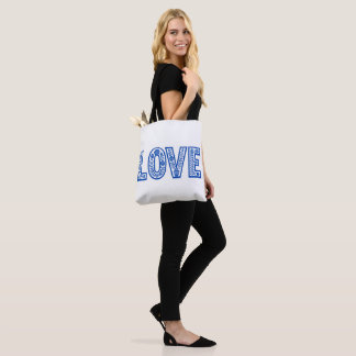 Tote Bolsa "LOVE" Floral Azul Real