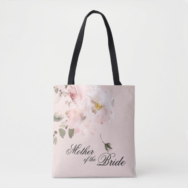 Tote Bolsa Mãe da Noiva Floral Rosa Elegante (Frente)