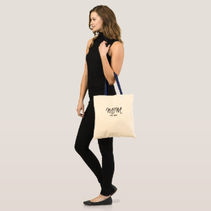 Tote Bolsa Mãe Estabelecida em Letra Preta