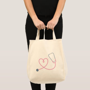 Tote Bolsa Médica Coração Estetoscópio Enfermeira Douto