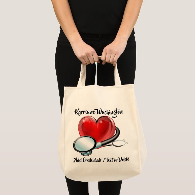 Tote Bolsa Médica do Coração e Estetoscópio (Frente (produto))
