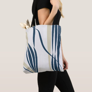 Tote Bolsa moderna abstrata bege e azul