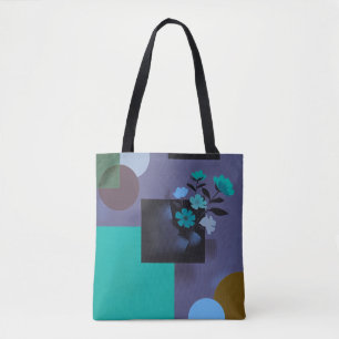 Tote Bolsa Moderna de Flores em Bloco de Cores