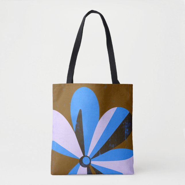 Tote Bolsa moderna em tons de azul com estampa abstrata (Frente)