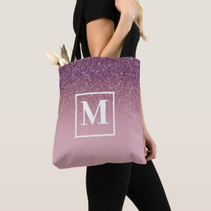 Tote Bolsa Monograma com Brilho em Rose Gold