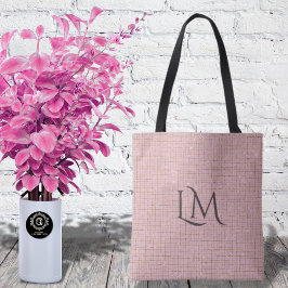 Tote Bolsa Monograma com Detalhe de Brilho em Tom Rosa
