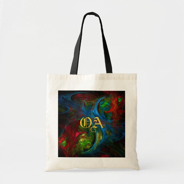 Tote Bolsa Monograma de Arte Abstrata Genesis Azul (Frente)