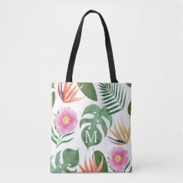Tote Bolsa Monograma Floral Tropical de Presente