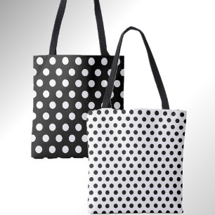 Tote Bolsa na moda de dois pontos preto e branco Bolinh
