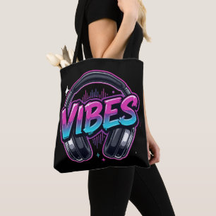 Tote Bolsa Neon Vibes Fones de Ouvido Cyberpunk