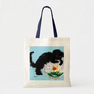 Tote Bolsa orçamental: Gato com tigela de peixe