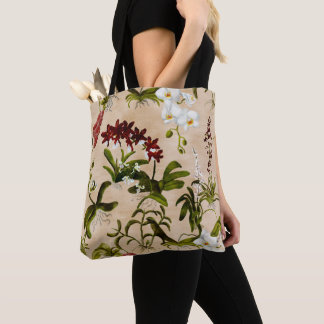 Tote Bolsa - Padrão orquídeo em bege