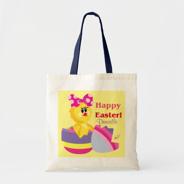 Tote Bolsa páscoa de Orçamento Amarelo de Pintinho Ocup (Frente)