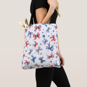 Tote Bolsa Patriótica de Lazo de Aquarela