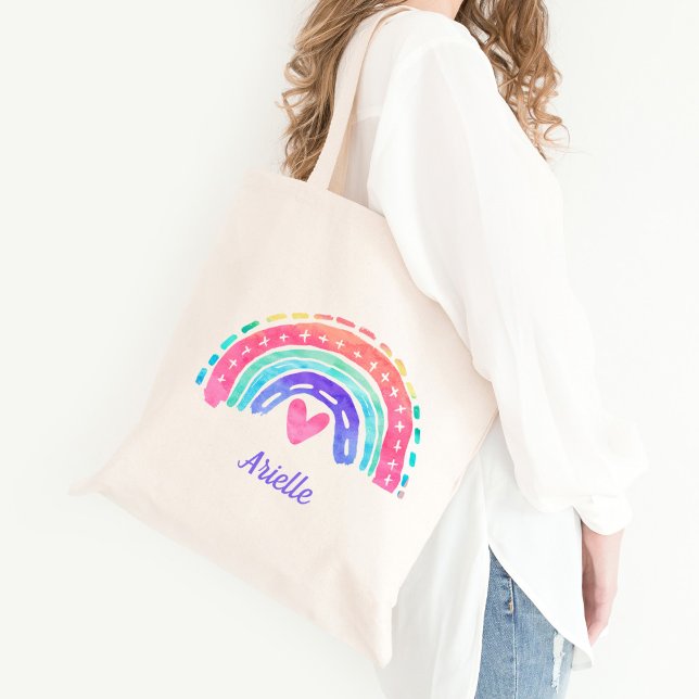 Tote Bolsa Personalizada Arco-íris Aquarela (Criador carregado)