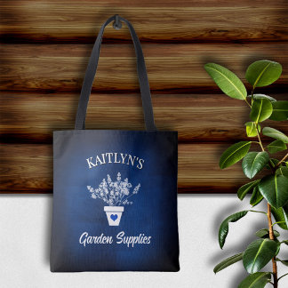 Tote Bolsa Personalizada Azul e Floral Bonita