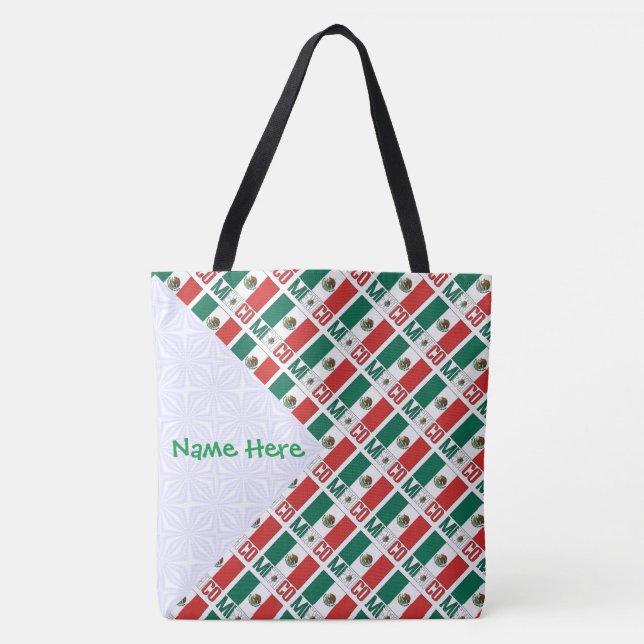 Tote Bolsa Personalizada com a Bandeira do México em Az (Frente)