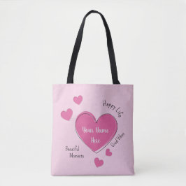 Tote Bolsa Personalizada com Corações Rosa