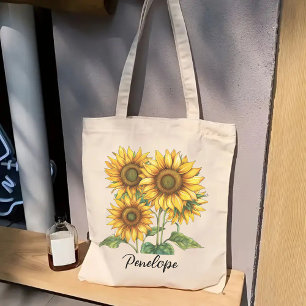 Tote Bolsa Personalizada com Girassóis, Presente para M