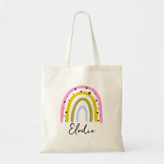 Tote Bolsa Personalizada com Nome Arco-Íris Presente Pe (Frente)
