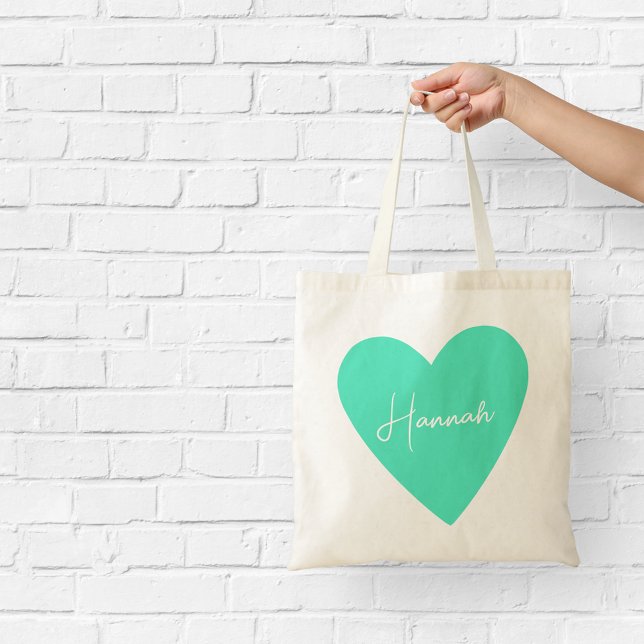 Tote Bolsa Personalizada Coração Verde (Criador carregado)