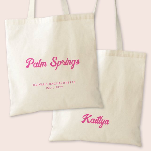 Tote Bolsa Personalizada de Festa de solteira de Primav (Palm Springs Bachelorette Party Personalized Tote Bag)