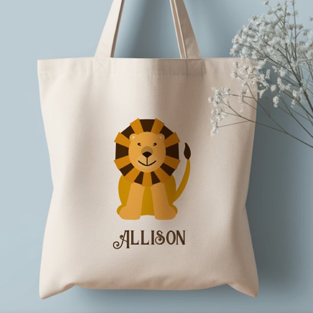 Tote Bolsa Personalizada de Leão da Selva Fofa para Cri (Criador carregado)