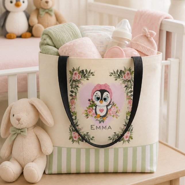 Tote Bolsa Personalizada de Pinguim Bebê Amarelo (Criador carregado)