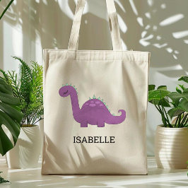 Tote Bolsa Personalizada do Dinossauro Roxo Fofo