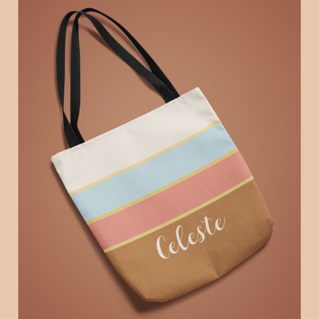 Tote Bolsa Personalizada Elegante com Listras de Verão (Criador carregado)