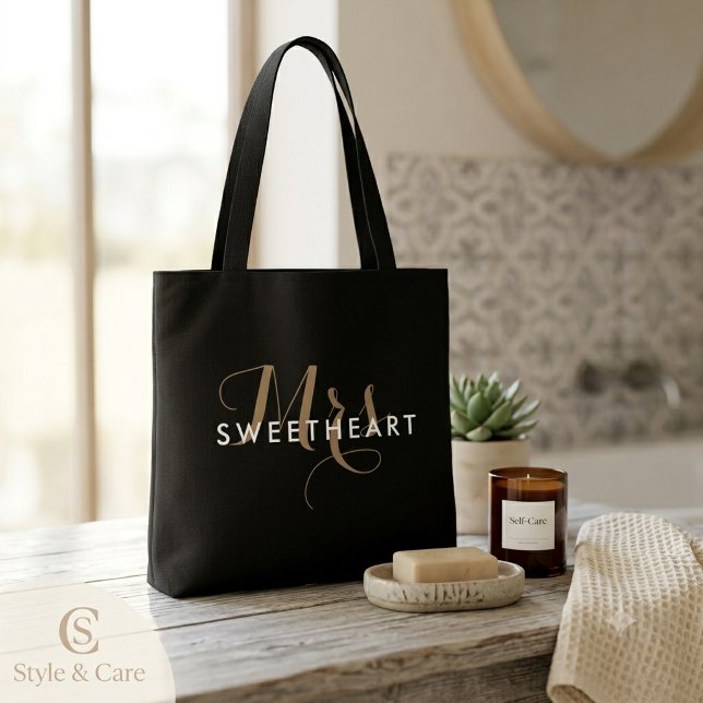 Tote Bolsa Personalizada para a Sra. Nome Médio Present (Personalized Mrs Name Medium Tote Bag Gift Idea)
