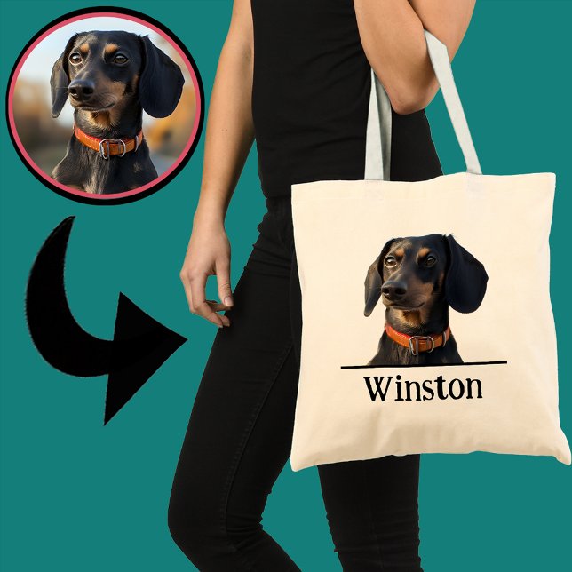 Tote Bolsa Personalizada para Dachshund – Retrato Perso (Criador carregado)